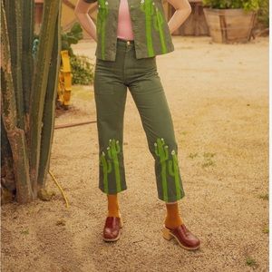 Big bud press cactus paint stamp work pants XS